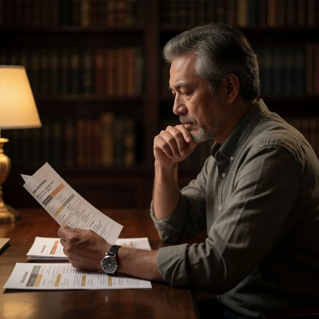 Man reviewing nutrition information at desk